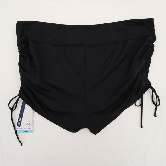 Beach House Swim Shorts Black Ruched Adjustable Side Tie Up UPF Modest 20W NWT - Picture 15 of 15